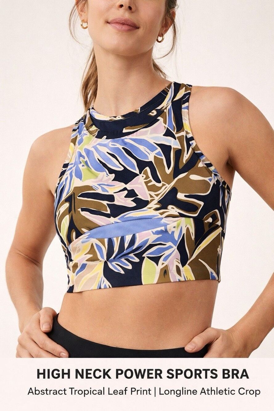Sweaty Betty Power Sports Bra Medium M Abstract Print High Neck Activewear